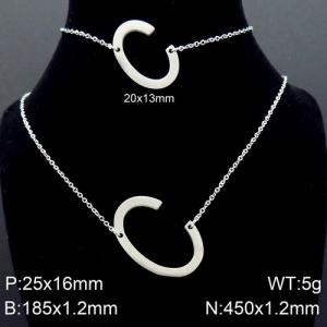 Steel Letter C Bracelet Necklace Women's O-shaped Chain Set - KS116504-K