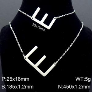 Steel Letter E Bracelet Necklace Women's O-shaped Chain Set - KS116506-K