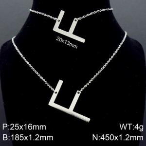 Steel Letter F Bracelet Necklace Women's O-shaped Chain Set - KS116507-K