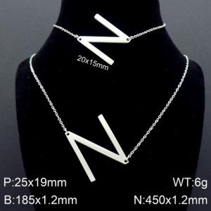 Steel Letter N Bracelet Necklace Women's O-shaped Chain Set - KS116508-K