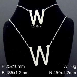 Steel Letter W Bracelet Necklace Women's O-shaped Chain Set - KS116516-K