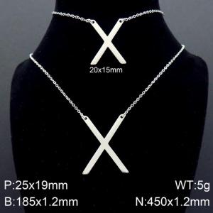 Steel Letter X Bracelet Necklace Women's O-shaped Chain Set - KS116517-K