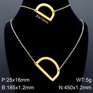 Gold Letter D Bracelet Necklace Women's O-shaped Chain Set - KS116521-K