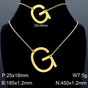 Gold Letter G Bracelet Necklace Women's O-shaped Chain Set - KS116524-K