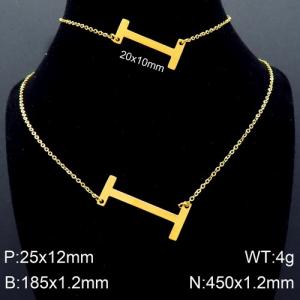 Gold Letter I Bracelet Necklace Women's O-shaped Chain Set - KS116526-K