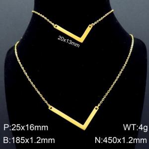 Gold Letter L Bracelet Necklace Women's O-shaped Chain Set - KS116529-K