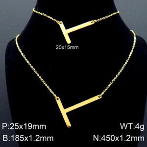 Gold Letter T Bracelet Necklace Women's O-shaped Chain Set - KS116537-K