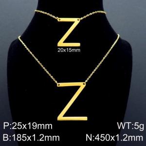 Gold Letter Z Bracelet Necklace Women's O-shaped Chain Set - KS116542-K