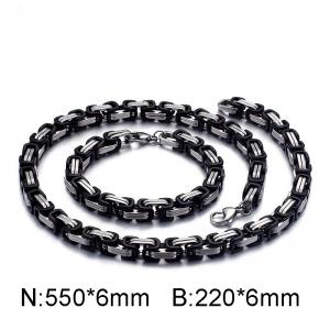 Hip Hop Trendy Men's Emperor Chain Reversal Stainless Steel Bracelet Fashion Jewelry Set - KS1276
