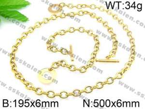 SS Gold-Plating Necklace - KS13700-Z