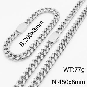 316L Stainless Steel Heavy Jewelry Sets Cuban Link Chain Neckalce Bracelets For Men - KS197091-Z