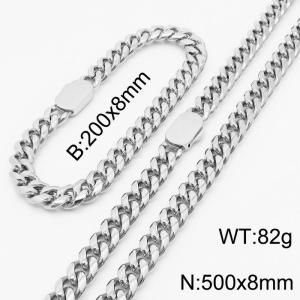 316L Stainless Steel Heavy Jewelry Sets Cuban Link Chain Neckalce Bracelets For Men - KS197092-Z