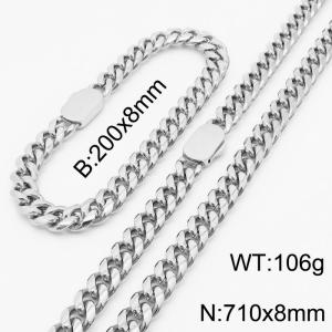 316L Stainless Steel Heavy Jewelry Sets Cuban Link Chain Neckalce Bracelets For Men - KS197096-Z