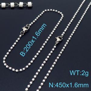 Vintage Style 450 X 1.6 mm & 200 X 1.6 mm Stainless Steel Women Necklace & Bracelet Set With Harmless Plastic White Beads - KS197332-Z