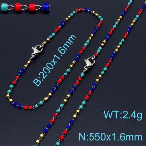 Fashion simple and colorful between bead chain bracelet necklace jewelry for women - KS197364-Z