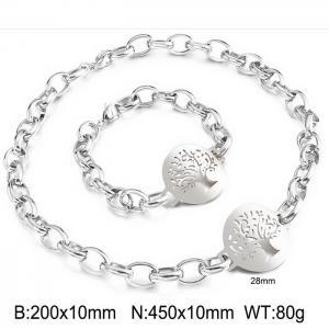 Exaggerated Chain 316L Stainless Steel Tree of Life Pendant Necklace Set Women's Christmas Tree Gift - KS197552-Z