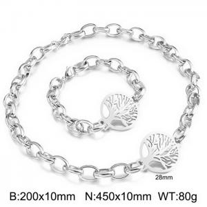 Exaggerated Chain 316L Stainless Steel Tree of Life Pendant Necklace Set Women's Christmas Tree Gift - KS197554-Z