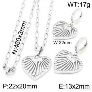 Stainless steel 460x3mm link chain with ridial crystal pendant trendy silver jewelry sets - KS197565-KFC