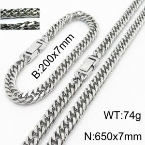 Korean version unisex encrypted riding crop Chain jewelry buckle bracelet necklace is an accessory set - KS198397-ZZ