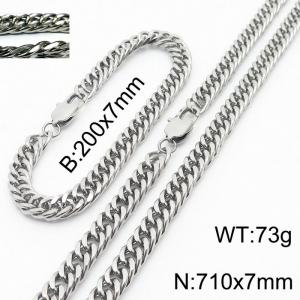 Simple ins style unisex Encrypted Riding crop Chain bracelet necklace Stainless steel jewelry set - KS198405-ZZ