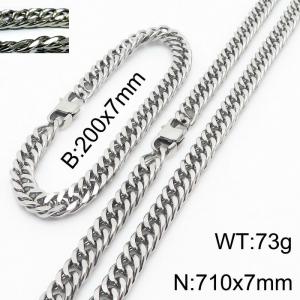 Simple ins style unisex Encrypted Riding crop Chain bracelet necklace Stainless steel jewelry set - KS198419-ZZ