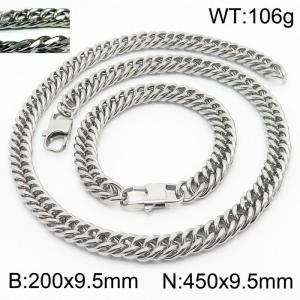 Fashion popular men's encryption riding crop chain bracelet necklace stainless steel jewelry set - KS198428-ZZ