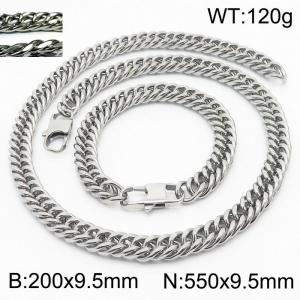 Fashion popular men's encryption riding crop chain bracelet necklace stainless steel jewelry set - KS198430-ZZ