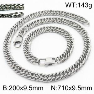 Fashion popular men's encryption riding crop chain bracelet necklace stainless steel jewelry set - KS198433-ZZ