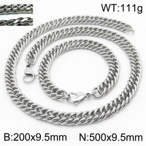 Fashion popular men's encryption riding crop chain bracelet necklace stainless steel jewelry set - KS198436-ZZ