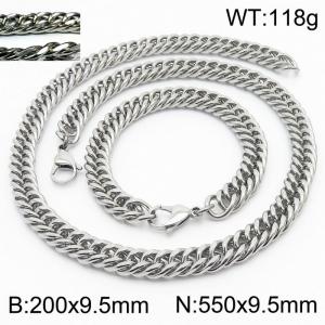 Fashion popular men's encryption riding crop chain bracelet necklace stainless steel jewelry set - KS198437-ZZ