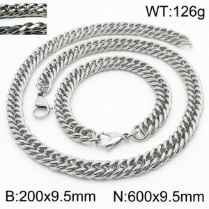 Fashion popular men's encryption riding crop chain bracelet necklace stainless steel jewelry set - KS198438-ZZ