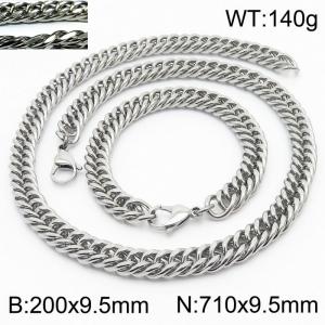 Fashion popular men's encryption riding crop chain bracelet necklace stainless steel jewelry set - KS198440-ZZ