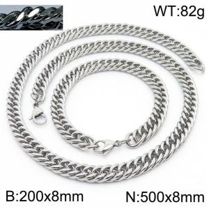 Personality business style men and women can wear riding crop chain bracelet necklace stainless steel accessories set - KS198534-ZZ