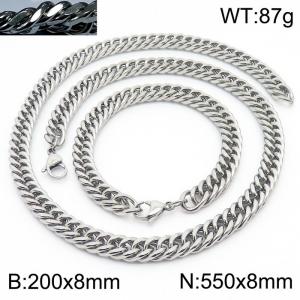 Personality business style men and women can wear riding crop chain bracelet necklace stainless steel accessories set - KS198535-ZZ