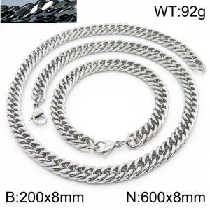 Personality business style men and women can wear riding crop chain bracelet necklace stainless steel accessories set - KS198536-ZZ