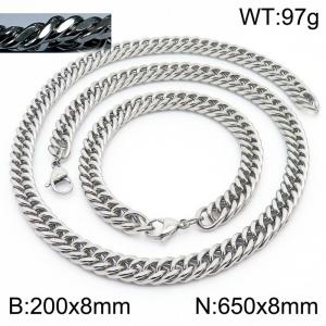 Personality business style men and women can wear riding crop chain bracelet necklace stainless steel accessories set - KS198537-ZZ