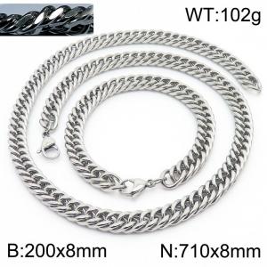 Personality business style men and women can wear riding crop chain bracelet necklace stainless steel accessories set - KS198538-ZZ