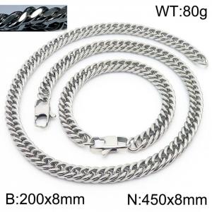 Fashion popular men's encryption riding crop chain bracelet necklace stainless steel jewelry set - KS198540-ZZ