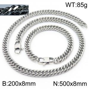 Fashion popular men's encryption riding crop chain bracelet necklace stainless steel jewelry set - KS198541-ZZ