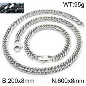 Fashion popular men's encryption riding crop chain bracelet necklace stainless steel jewelry set - KS198543-ZZ