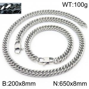 Fashion popular men's encryption riding crop chain bracelet necklace stainless steel jewelry set - KS198544-ZZ