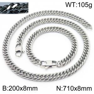 Fashion popular men's encryption riding crop chain bracelet necklace stainless steel jewelry set - KS198545-ZZ
