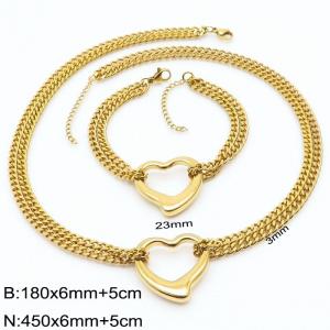 Stainless steel gold heart suit - KS198571-Z