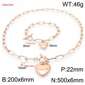 European and American stainless steel small hearts necklace wholesale Taobao OT buckle love clavicle chain suit female - KS199225-Z