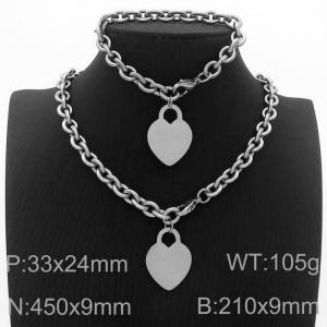 Stainless steel heart-shaped set - KS199594-Z