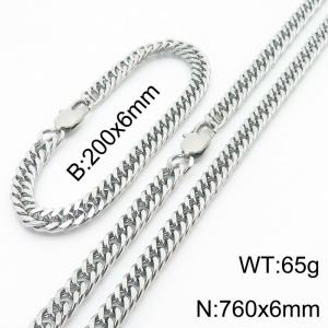 Fashion Titanium Steel Whip Chain 760 * 6mm Steel Color Set - KS199699-Z