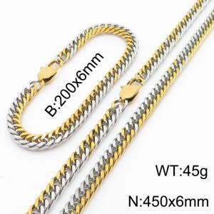 Fashion titanium steel whip chain 450 * 6mm gold set - KS199700-Z