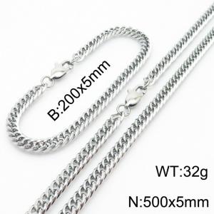 Personalized titanium steel whip chain 500 * 5mm steel color set - KS199750-Z