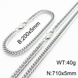 Personalized titanium steel whip chain 710 * 5mm steel color set - KS199754-Z