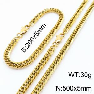 Personalized titanium steel whip chain 500 * 5mm gold set - KS199756-Z